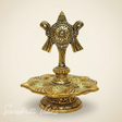 Tirupati Balaji Panch Mukhi Diya with Chakra Stand | Gold-Plated 5 Batti Metal Diya for Home & Office Pooja Room Decoration - Retail Maharaj