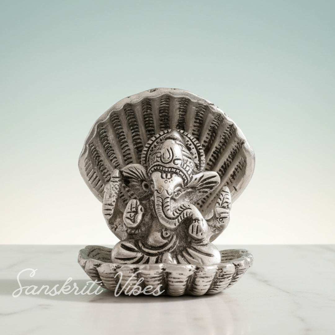 Silver Plated Ganesha Ji In Sheep For Pooja Room Showpiece For Room - Retail Maharaj