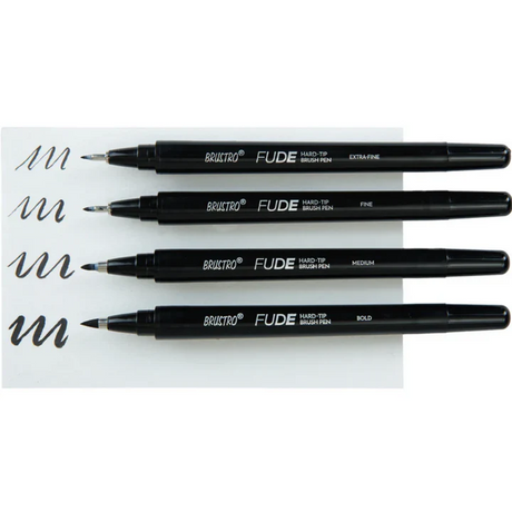 Brustro Fude Hard Tip Black Ink Brush Pen Set of 4 (Extra Fine, Fine, Medium, Bold) - Retail Maharaj