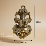 Metal Nazar Battu with Naag Ganesha for Evil Eye Protection – Nazar Suraksha Kawach Mask (Grey, Medium, Glossy Finish, Made in India)