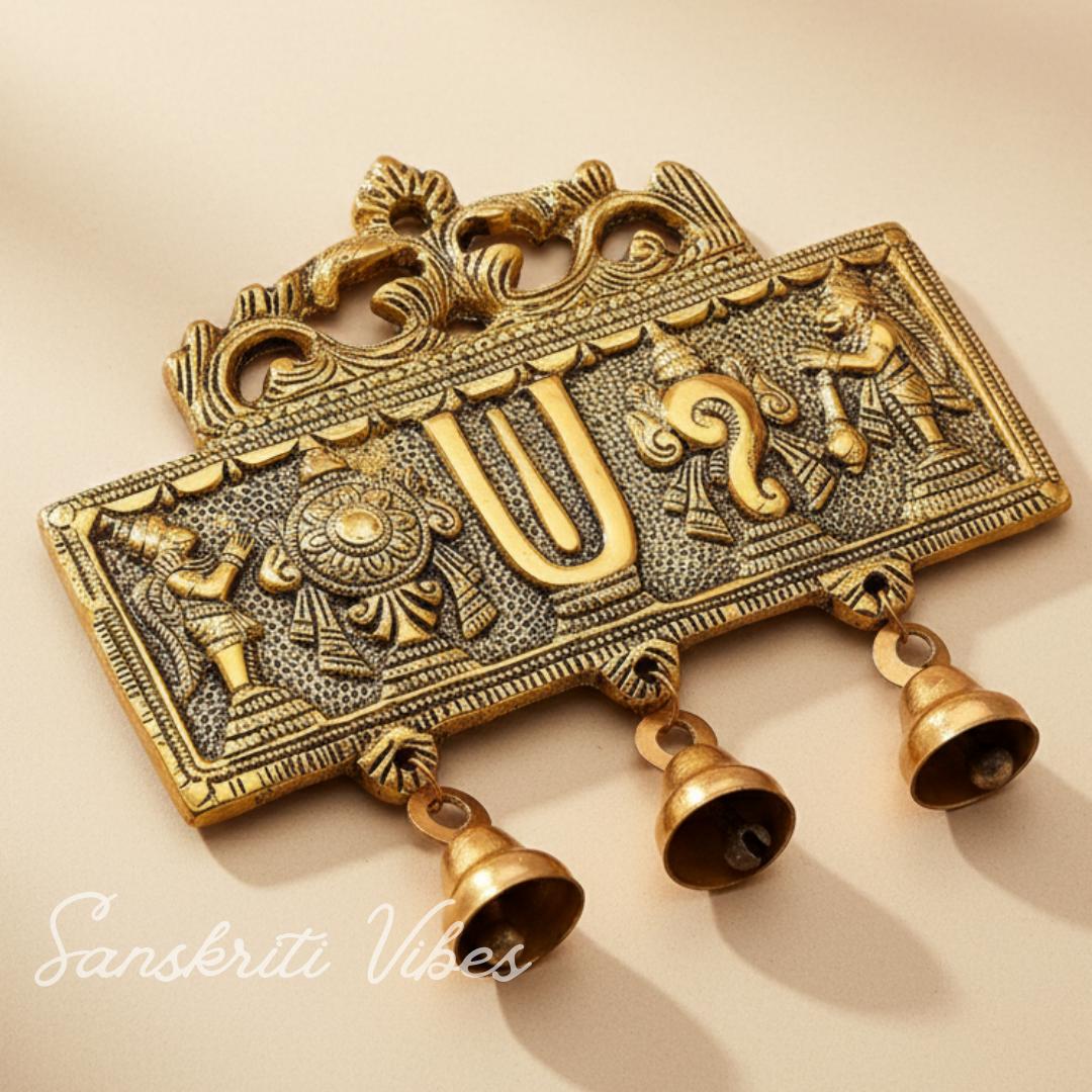 Wall Hanging Tirupati Balaji Shankh Chakra Tilak with Hanuman Ji & Garud | Gold-Plated Decorative Symbol for Home Temple & Entrance - Retail Maharaj