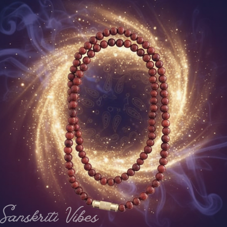Red Chandan Sandalwood Mala for Neck Design Original Red Sandalwood Necklace 24 Inch Natural Spiritual Healing Mala - Retail Maharaj