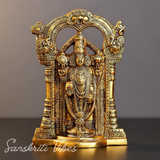 Tirupati Balaji Metal Statue | Sri Venkateswara Murti | Glossy Gold-Plated Aluminium Idol for Home Temple & Office Decoration - Retail Maharaj