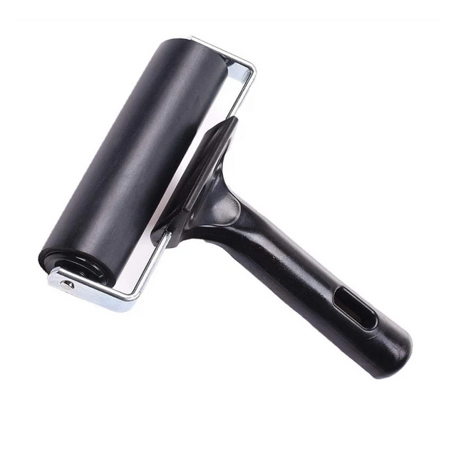 Stationerie 4 Inch Rubber Roller Brayer for Ink, Paint, Block Stamping, and Printmaking with Black Handle - Retail Maharaj