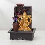 Big Ganesh Waterfall Design Table Top Colour Changing Lights Fountain Polyresin Showpiece for Home Décor (38 cm) - Retail Maharaj