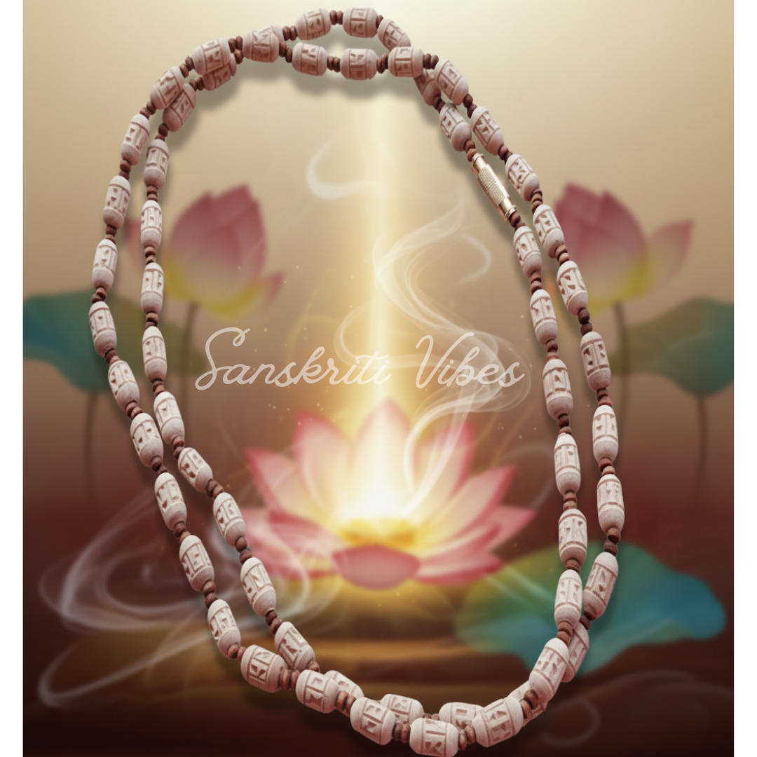 Ram Naam Handmade Tulsi Beads Two Round Shayama Kanthi Mala – Traditional Classic for Spiritual Devotion - Retail Maharaj