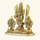Tirupati Balaji Venkateswara Swami Idol with Shankh Chakra Tilak Namah | Gold-Plated Antique Decorative Statue for Home Temple & Office - Retail Maharaj