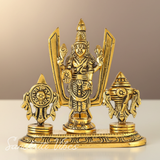 Tirupati Balaji Venkateswara Swami Idol with Shankh Chakra Tilak Namah | Gold-Plated Antique Decorative Statue for Home Temple & Office - Retail Maharaj
