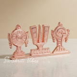 Tirupati Balaji Shankh Chakra Tilak Symbol Stand | Copper-Plated Decorative Idol for Car Dashboard & Home Temple - Retail Maharaj