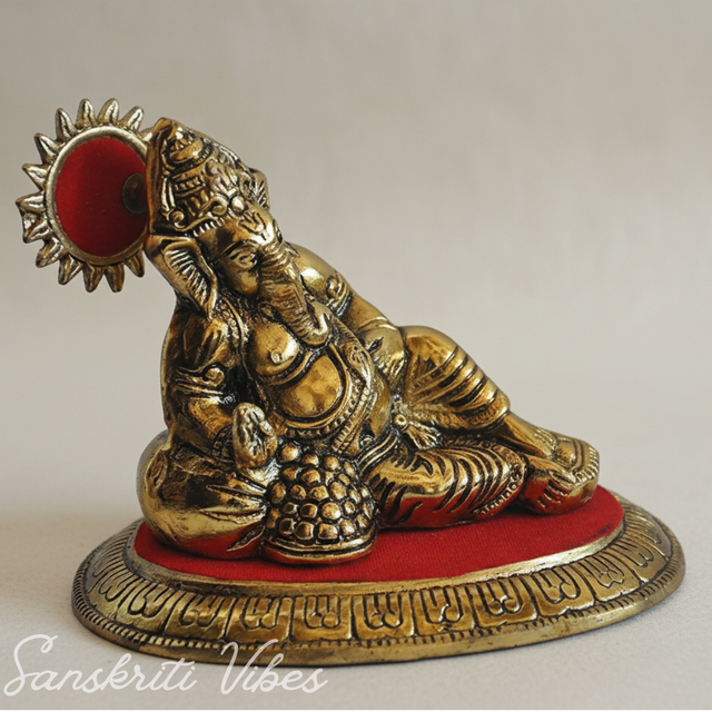 White Metal Gold Plated Masand Ganesh Showpiece Idol For Home And Gift - Retail Maharaj