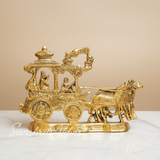 Lord Krishna and Arjun Rath Chariot with Two Horses – Metal Decorative Showpiece for Home Temple & Pooja by Sanskriti Vibes | Glossy Finish - Retail Maharaj
