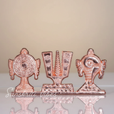 Tirupati Balaji Shankh Chakra Tilak Symbol Stand | Copper-Plated Decorative Idol for Car Dashboard & Home Temple - Retail Maharaj