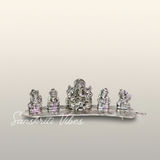 White Metal 5 Ganesh Silver Plated With Musical Instrument On Leaf For Home Decor Musical Ganesha - Retail Maharaj