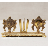 Tirupati Balaji Yantra with Shankh Chakra Tilak Namah | Gold-Plated Antique Metal Symbol for Home & Office Table Decoration - Retail Maharaj