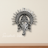 Ganesha Idol with Surya Chakra - Ganesh Murti Wall Hangings Rajasthani Handicrafts Decorative Showpiece for Gifting Anniversary Valentine's Day (Silver) - Retail Maharaj
