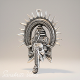 Ganesha Idol with Surya Chakra - Ganesh Murti Wall Hangings Rajasthani Handicrafts Decorative Showpiece for Gifting Anniversary Valentine's Day (Silver) - Retail Maharaj