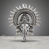Ganesha Idol with Surya Chakra - Ganesh Murti Wall Hangings Rajasthani Handicrafts Decorative Showpiece for Gifting Anniversary Valentine's Day (Silver) - Retail Maharaj