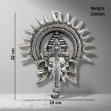 Ganesha Idol with Surya Chakra - Ganesh Murti Wall Hangings Rajasthani Handicrafts Decorative Showpiece for Gifting Anniversary Valentine's Day (Silver) - Retail Maharaj