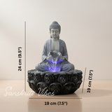 Meditating Buddha Water Fountain Idol Polyresin Lotus Water Fountain Showpiece for Home Garden Living Room Decor Decoration Gift Items, 24 CM - Retail Maharaj
