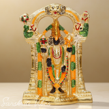 Tirupati Balaji Metal Decorative Statue | Gold-Plated Glossy Showpiece for Home Temple, Pooja Room & Office Desk - Retail Maharaj