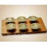 Decorative Sunflower Diya Set Gold-Plated Metal Traditional Festival Oil Lamps (Pack of 6 Pcs) - Retail Maharaj