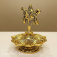 Tirupati Balaji Panch Mukhi Diya with Shanku Stand | Gold-Plated 5 Batti Metal Diya for Home & Office Pooja Room Decoration - Retail Maharaj