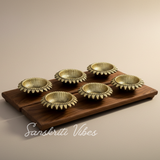 Decorative Sunflower Diya Set Gold-Plated Metal Traditional Festival Oil Lamps (Pack of 6 Pcs) - Retail Maharaj