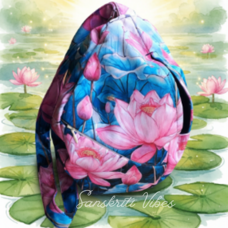 Lotus Printed Digital Japa Jholi Bag Three-Side Printed Cotton Bag Premium Electronic Mantra Counting Bag - Retail Maharaj
