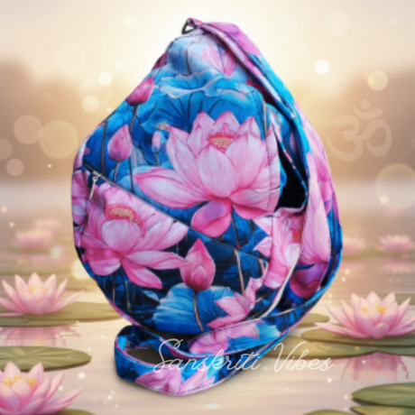 Lotus Printed Digital Japa Jholi Bag Three-Side Printed Cotton Bag Premium Electronic Mantra Counting Bag - Retail Maharaj