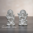 Metal Lakshmi & Ganesha Idol Pair Silver-Finish Mini Statues (7.5 cm × 4 cm Each), 160 g Auspicious Home Puja Decor & Diwali Gift - Retail Maharaj