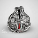 Tirupati Balaji Vishnu Charan Paduka Silver-Plated | Venkateswara Swami Shankh Chakra Tilak Namah Symbol for Home Temple & Car Dashboard - Retail Maharaj