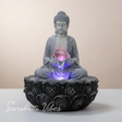 Meditating Buddha Water Fountain Idol Polyresin Lotus Water Fountain Showpiece for Home Garden Living Room Decor Decoration Gift Items, 24 CM - Retail Maharaj