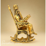 Metal Ganesha Sitting on Moving Chair Reading Ramayan – Handcrafted Ganpati Decorative Statue for Home & Office (Glossy Finish, Made in India)
