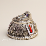 Tirupati Balaji Vishnu Charan Paduka Silver-Plated | Venkateswara Swami Shankh Chakra Tilak Namah Symbol for Home Temple & Car Dashboard - Retail Maharaj