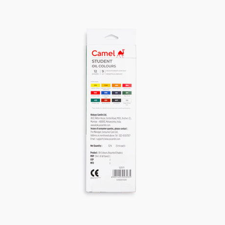 Camel Student Oil Colours Assorted Pack of 12 Shades in 9ml Tubes - Retail Maharaj