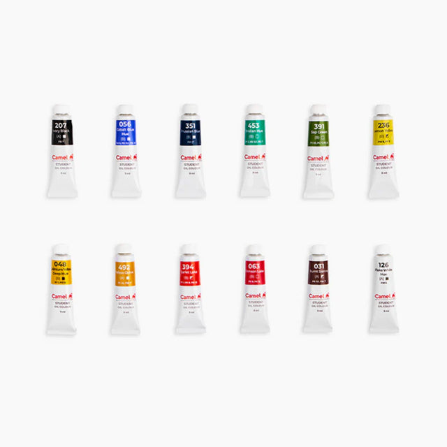 Camel Student Oil Colours Assorted Pack of 12 Shades in 9ml Tubes - Retail Maharaj