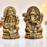 Metal Laxmi & Ganesh Idol Pair Gold-Finish Mini Statues (7.5 cm × 4 cm Each), 160 g Auspicious Home Puja Decor & Diwali Gift - Retail Maharaj