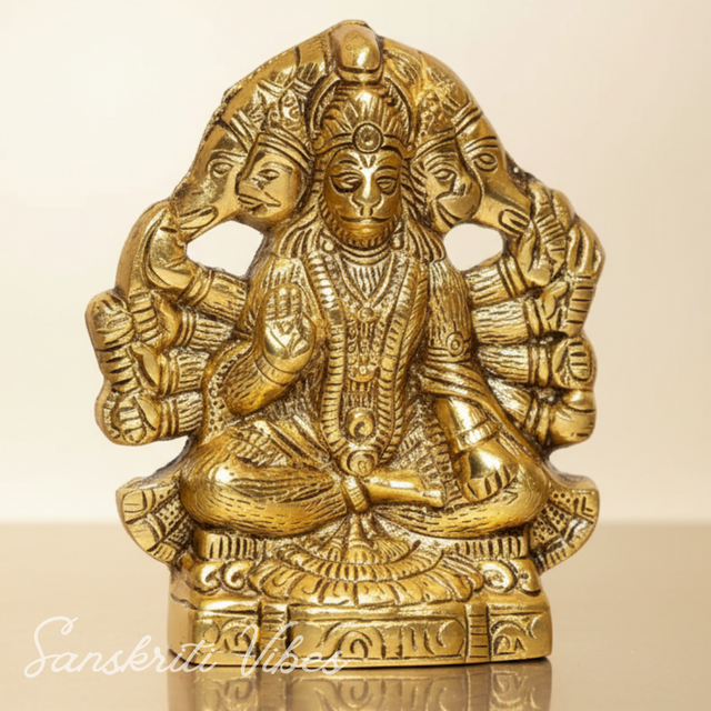 Metal Panchmukhi Hanuman Ji Murti / Panchmukhi Bajrangbali - 13 Cm (Aluminium) - Retail Maharaj