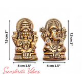 Metal Laxmi & Ganesh Idol Pair Gold-Finish Mini Statues (7.5 cm × 4 cm Each), 160 g Auspicious Home Puja Decor & Diwali Gift - Retail Maharaj