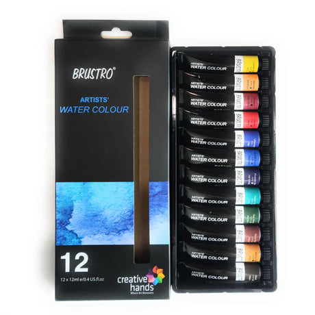 Brustro Artists Watercolour Paint Set 12 Colours 12ml Tubes - Retail Maharaj