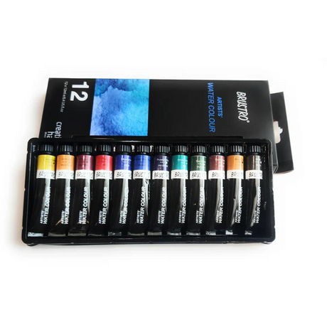 Brustro Artists Watercolour Paint Set 12 Colours 12ml Tubes - Retail Maharaj