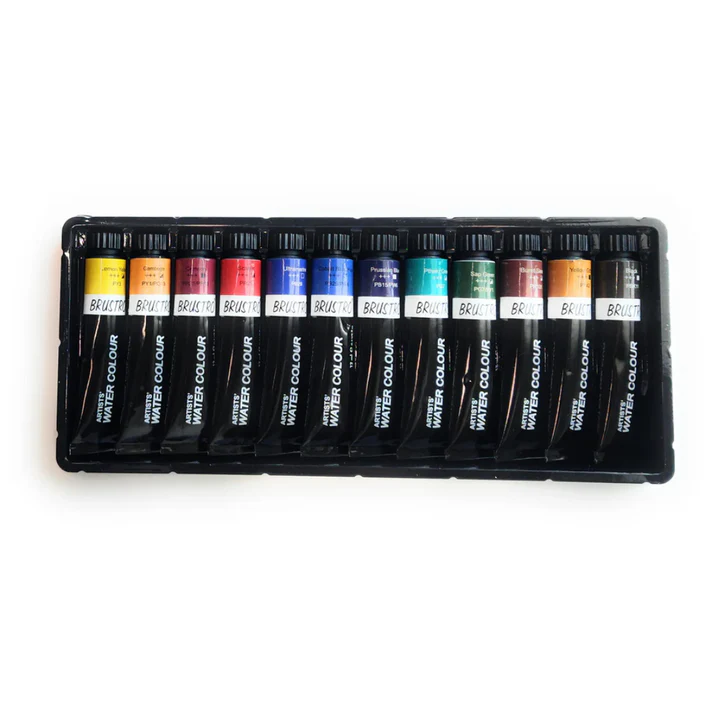 Brustro Artists Watercolour Paint Set 12 Colours 12ml Tubes - Retail Maharaj
