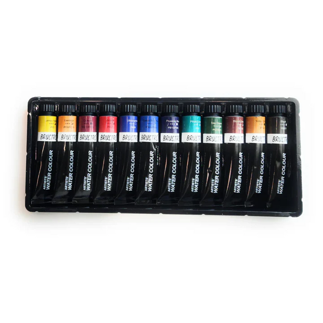 Brustro Artists Watercolour Paint Set 12 Colours 12ml Tubes - Retail Maharaj