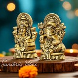 Metal Laxmi & Ganesh Idol Pair Gold-Finish Mini Statues (7.5 cm × 4 cm Each), 160 g Auspicious Home Puja Decor & Diwali Gift - Retail Maharaj