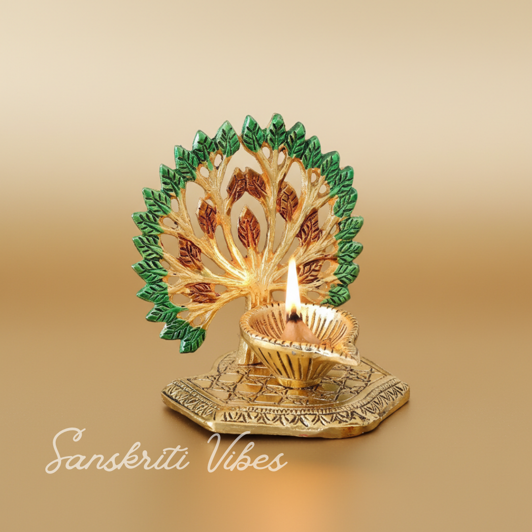 Metal Home Decorative Kalpavriksha Tree with Decorative Diya Gold Plated Showpiece - Retail Maharaj