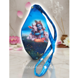Three-Side Printed Gau Sewa Govinda Seva Japa Bag – Digital Printed Cotton Bead Bag in Blue - Retail Maharaj