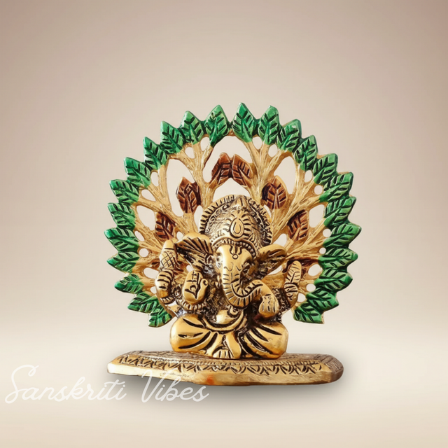 Metal Home Decorative Kalpavriksha Tree with Ganesh Ji Idols Gold Plated - Retail Maharaj