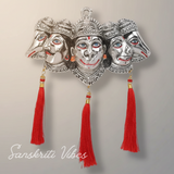 Metal Panchmukhi Hanuman Ji Murti for Door Entrance Statue Wall Hanging Showpiece with Silk Latakan in Gold Finish (Silver) - Sanskriti Vibes - Retail Maharaj