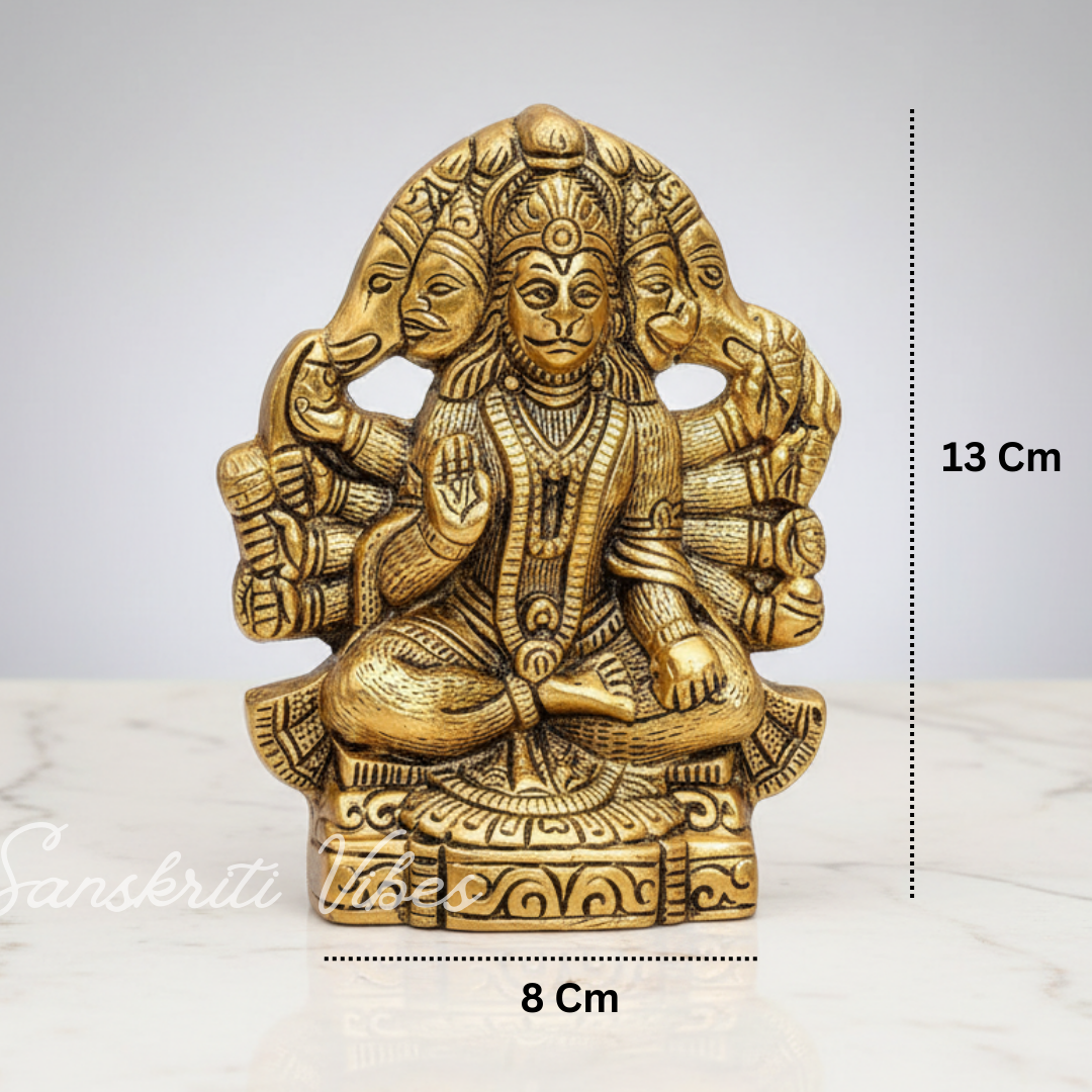 Metal Panchmukhi Hanuman Ji Murti Bajrangbali Idol Door Entrance Statue for Home Decor Gifting Protection from Evil Eye - Sanskriti Vibes - Retail Maharaj