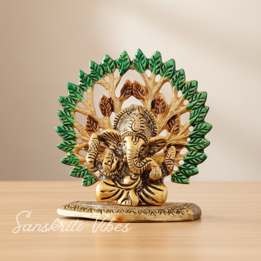 Metal Home Decorative Kalpavriksha Tree with Ganesh Ji Idols Gold Plated - Retail Maharaj